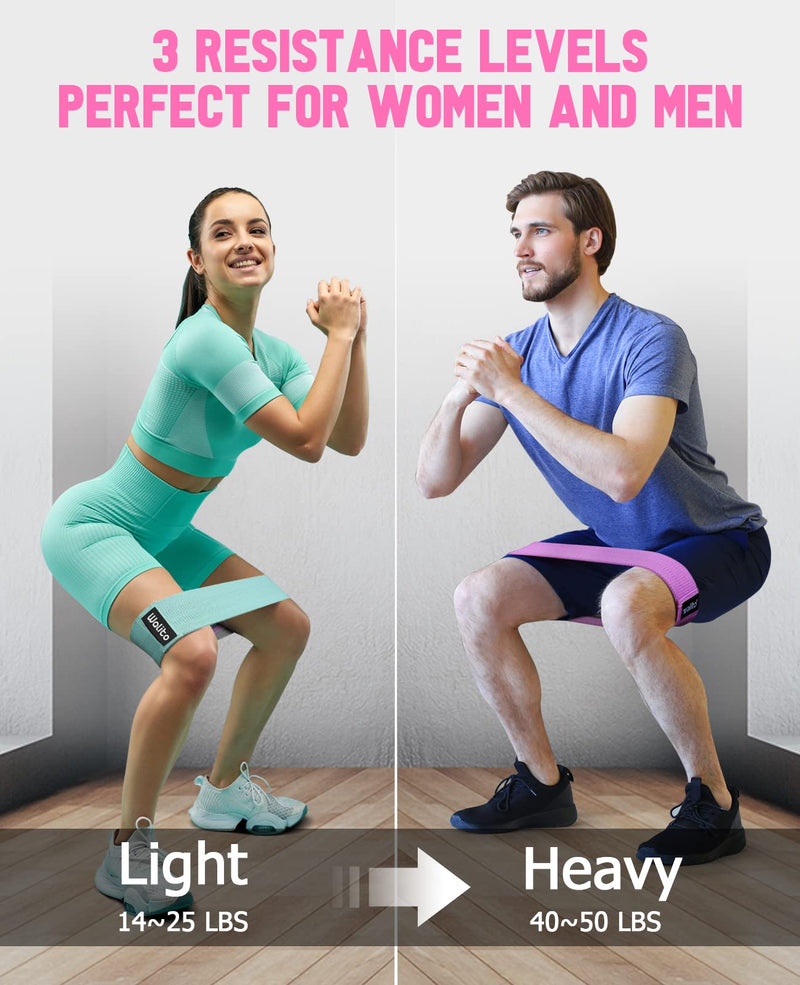 WALITO Resistance Bands for Legs and Butt, Fabric Exercise Loop Bands Yoga, Pilates, Rehab, Fitness and Home Workout, Strength Bands for Booty Green,Pink,Purple - BeesActive Australia