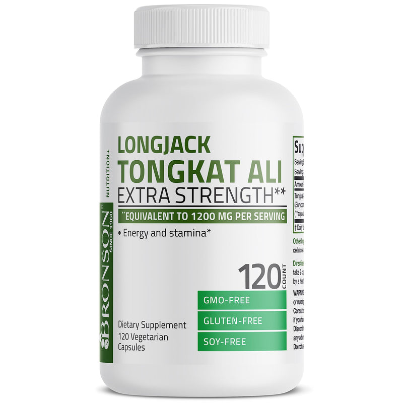 Bronson Longjack Tongkat Ali 1200mg Extra Strength 1200mg Per Serving, Supports Energy, Non-GMO,Capsule 120 Count (Pack of 1) - BeesActive Australia