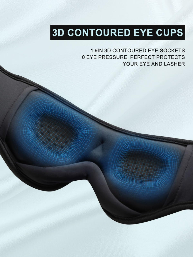 3D Sleep Mask with Sleep Headphones,Blackout Sleeping Eye Mask for Women/Men,Breathable and 0 Pressure Blindfold, Night Dream Mask with Travel Bag for Traveling Napping Rest Black - BeesActive Australia