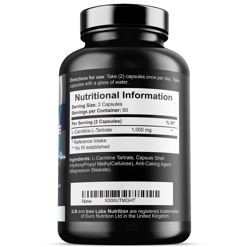 L Carnitine - 1000mg L-Carnitine Tartrate Supplement for Men and Women - Vegetarian & Vegan Carnitine Capsules - 2 Month Supply of L Carnitine 1000mg (120 Capsules) 120 Count (Pack of 1) - BeesActive Australia