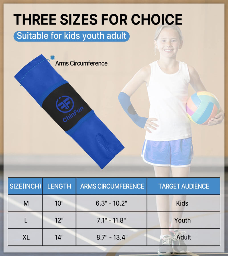 ChinFun Volleyball Arm Sleeves Passing Forearm Sleeves with Protection Pad Volleyball Gear for Youth Girls Women 1 Pair New-blue 12" - BeesActive Australia