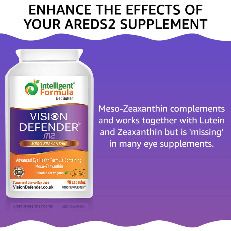 Meso Zeaxanthin Supplement - VISION DEFENDER MZ � High Strength Eye Vitamins Nutrients & Antioxidant Carotenoid for Ocular Health, Eye Care & Eyesight Support �Vegan (90 capsules/One-A-Day) Made in UK - BeesActive Australia