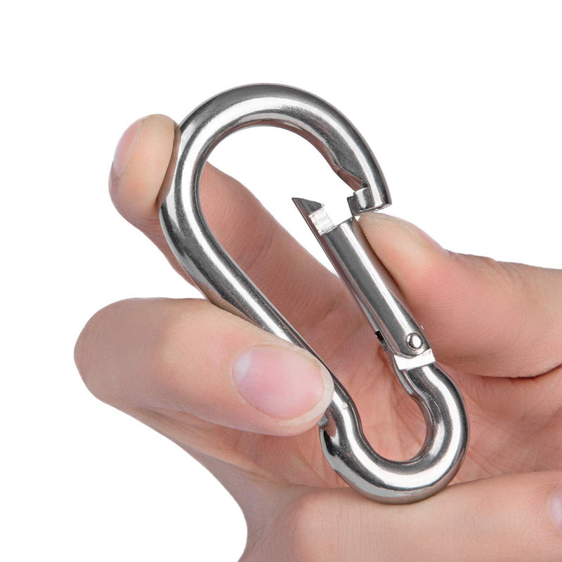 Yangbaga Carabiner Clips 2.36inch 304 Stainless Steel Spring Snap Hook Set of 6 Heavy Duty Quick Link for Swings Camping Hiking Traveling M6 - BeesActive Australia