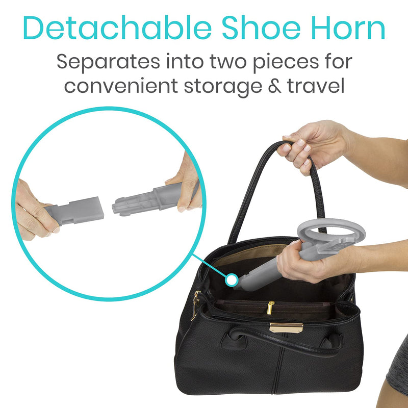 Vive Sock Aid and Shoe Horn Kit - Long Handled Remover for Men, Women, Senior - Adjustable Reach Assist - Stocking Helper Gray - BeesActive Australia