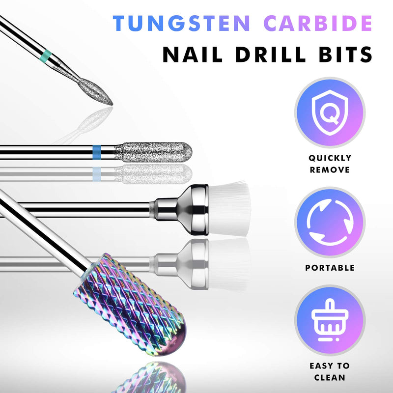 Nail Drill Bits Set - Nail Bits for Nail Drill, Efile Nail Drill Bits for Acrylic Nails 10Pcs 3/32 inch Nail Bits for Remove Acrylic Gel Nails Cuticle Manicure Pedicure Tools A-1 Tungsten - BeesActive Australia