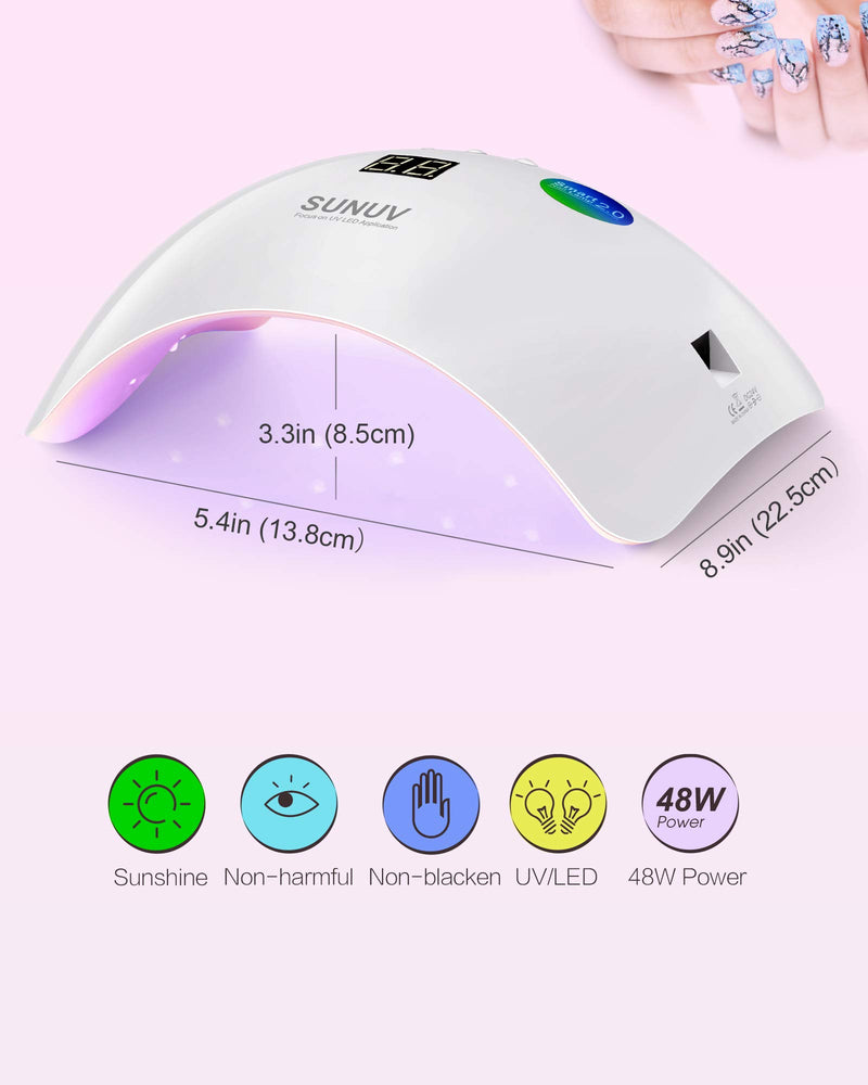 Gel UV LED Nail Lamp,SUNUV Nail Dryer 36W Gel Curing Light for Nail Polish with Aotu Sensor 3 Timers SUN8 Pink - BeesActive Australia