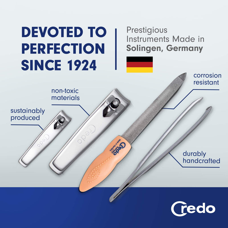 Credo Solingen 4 Piece Manicure Set | Fingernail Clippers, Toe Nail Clippers, Nail File & Tweezers Set | Mens Grooming Kit & Nail Kit for Women | Pedicure Set Nail Accessories - BeesActive Australia