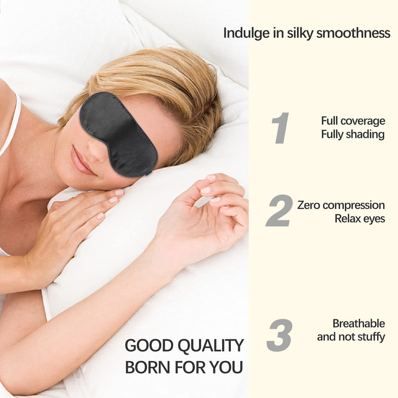 Sleep Mask, McoMce Adjustable Eye Mask for Sleeping, Comfortable Silk Sleep Mask, Sleeping Mask, Relaxed Sleeping, Reducing Eye Puffiness, Sleep Mask for Men, Essential Choice for Travel, Home, Black - BeesActive Australia