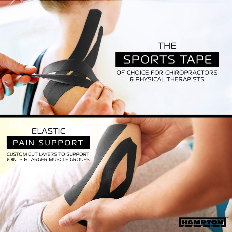 (135 Feet) Bulk Kinesiology Tape Waterproof Roll Sports Therapy Support for Knee, Muscle, Wrist, Shoulder, Back/Original Uncut Premium Therapeutic Elastic & Hypoallergenic Cotton - (Black) - BeesActive Australia