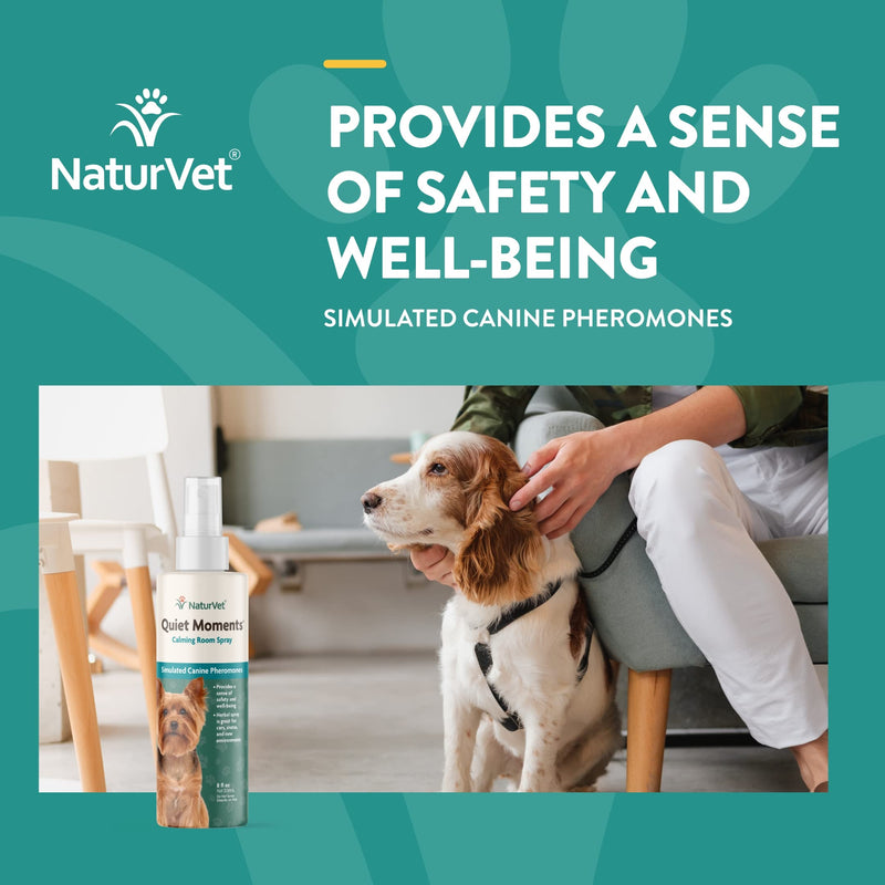 NaturVet Quiet Moments Herbal Calming Room Spray Dog Supplement – Ideal for Cars, Dog Crates, New Environments – Helps Reduce Pet Stress, Storm Anxiety, Motion Sickness – 8 Oz. - BeesActive Australia