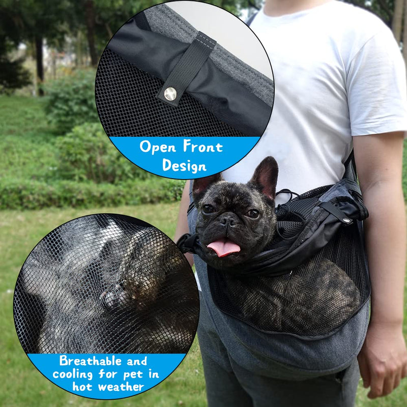 NATUYA Dog Sling Carrier Puppy Carrier Openable Breathable Mesh Hands-Free Small Dog Carry Travel Bag with Adjustable Padded Strap Pocket Large Space Pet Carrier for Outdoor Hiking Dark Grey For Pet 6-15 lb - BeesActive Australia