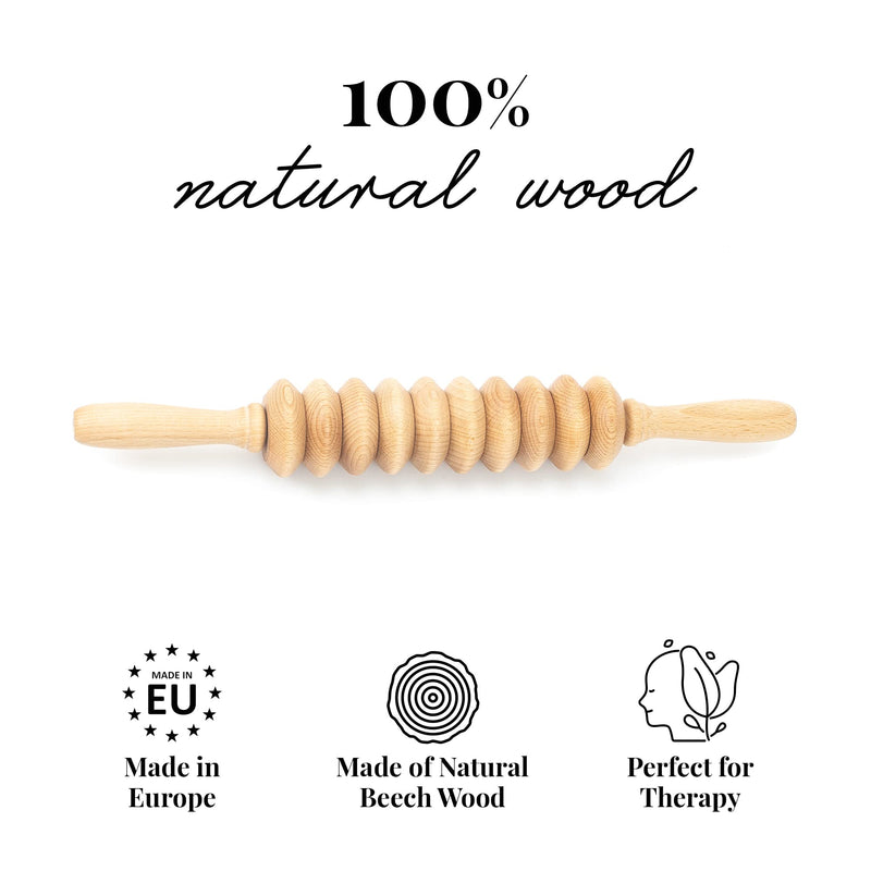 Tuuli Accessories Anti Cellulite Massage Disc Massager Roller with Handle Maderotherapy Wooden - BeesActive Australia