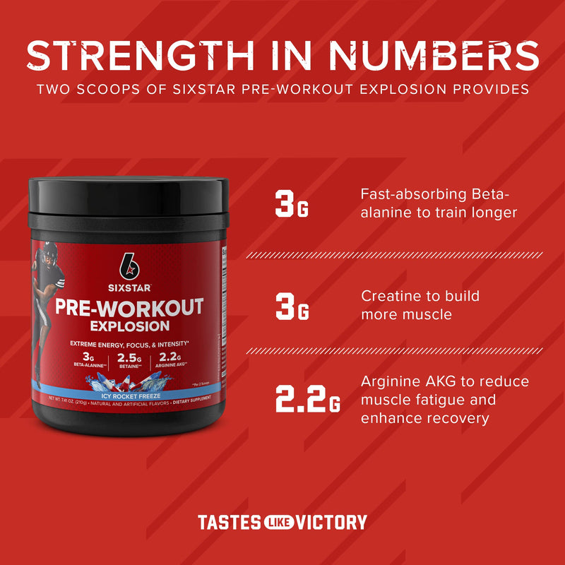 Six Star Pre Workout PreWorkout Explosion Pre Workout Powder for Men & Women PreWorkout Energy Powder Drink Mix Sports Nutrition Pre-Workout Products ICY Rocket Freeze(30 Servings) 7.41 Ounce (Pack of 1) - BeesActive Australia