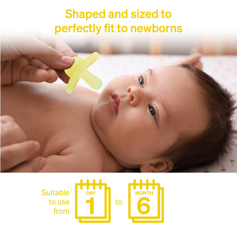 Love Noobs Full-Silicone Pacifier, 4 Pacifiers, Pacifiers 0-6 Months, Newborn Pacifiers, Binkies 0-3 Months, Silicone Pacifiers, Soothie Pacifier 0-3 Months, Newborn Pacifiers 0-3 Months Yellow 1 Count (Pack of 4) - BeesActive Australia