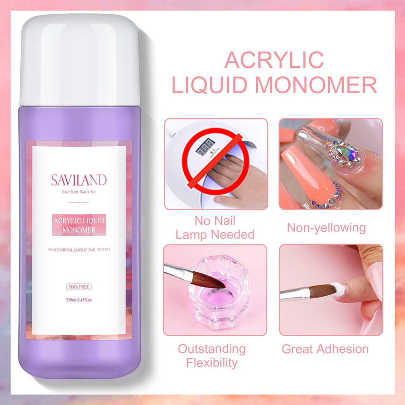 Saviland Acrylic Liquid Monomer - 8 OZ Professional Monomer High Capacity Acrylic Nail Liquid for Acrylic Powder Nail Extension Fast Setting Flexible Non-Yellowing, MMA Free - BeesActive Australia