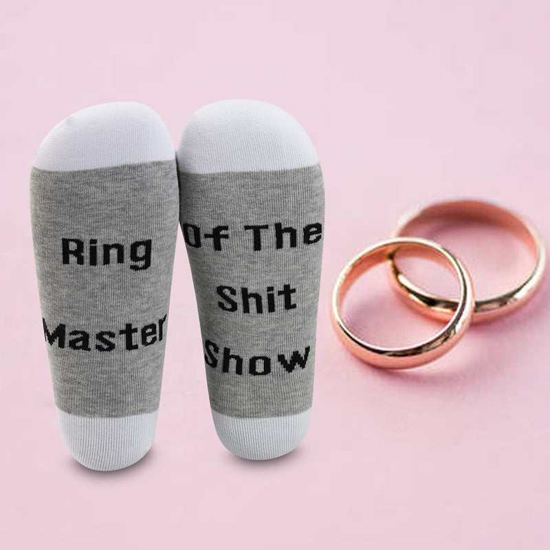 LEVLO Funny Ringmaster Gifts Ring Master Of The Shit Show Socks Mothers Day Gift 2 Pairs/Set - Mid Calf -1 - BeesActive Australia
