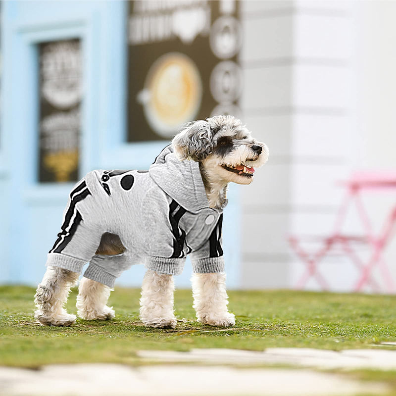 LONTEPET Dog Hoodie 4 Legs Jumpsuit for Small Dogs Puppy Clothes Dog Pullover Sweatshirt Cotton Doggie Winter Coat Cat Apparel XX-Small GREY - BeesActive Australia