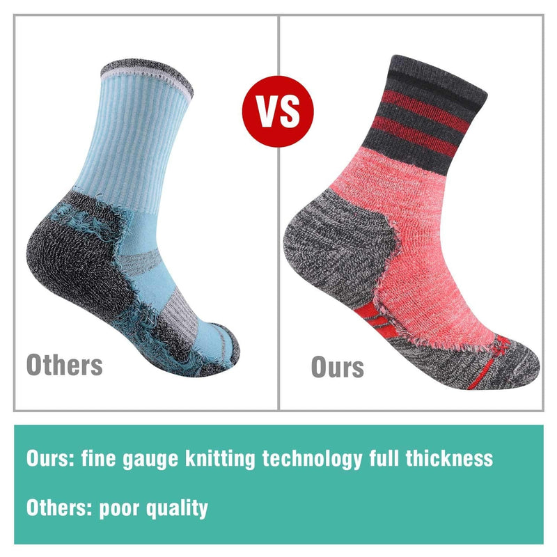 Women's Hiking Walking Socks, FEIDEER Multi-pack Outdoor Recreation Socks Wicking Cushion Crew Socks Blue/Dark Gray/Purple/Light Red/Light Yellow Large - BeesActive Australia