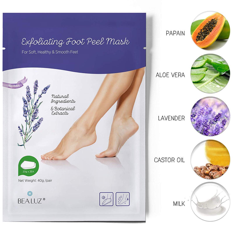 2 Pairs Foot Peel Mask Exfoliant for Soft Feet in 1-2 Weeks, Exfoliating Booties for Peeling Off Calluses & Dead Skin, For Men & Women Lavender by BEALUZ - BeesActive Australia