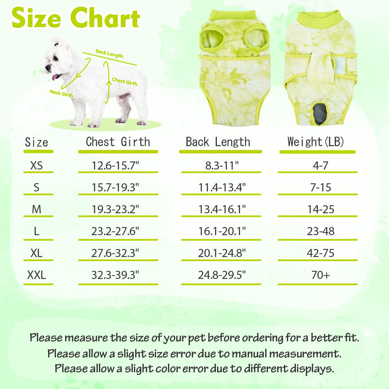FUAMEY Recovery Suit for Dogs,Spay Suit for Female Dog,Neuter Suit for Male Dogs,Onesie Body Suits After Surgery,Puppy Cone E-Collar Alternative,Pet Abdominal Wounds Prevent Licking Surgical Shirts XL green - BeesActive Australia