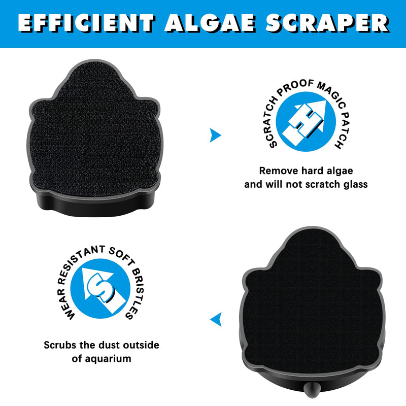2 Pcs Algae Cleaning Scrapers Aquarium Tank Glass Brush Small Aquarium Magnet Cleaner Fish Tank Algae Cleaner Magnetic Aquarium Glass Cleaner for Fish Tank Cleaning Tortoise Blue, Coffee Black - BeesActive Australia