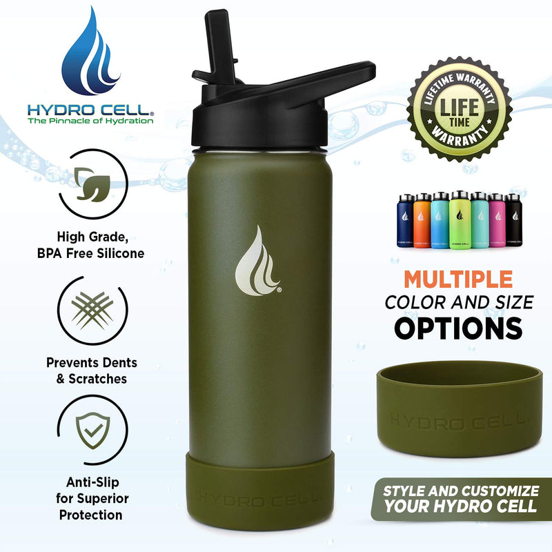 HYDRO CELL Protective Silicone Bottom Boot for 40oz, 32oz, 24oz, 18oz, 14oz Stainless Steel Insulated Water Bottles, Anti-Slip Sleeve Cover, Bottom Boot Army 18oz - BeesActive Australia