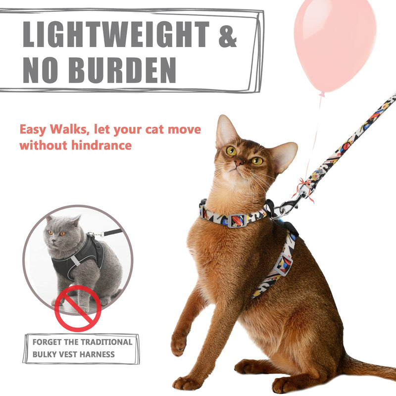 Supet Cat Harness and Leash Escape Proof for Small Large Cats, Adjustable Cat Collars Harnesses & Leashes for Walking, Lightweight Kitten Harness M(Chest:14-21'') black - BeesActive Australia