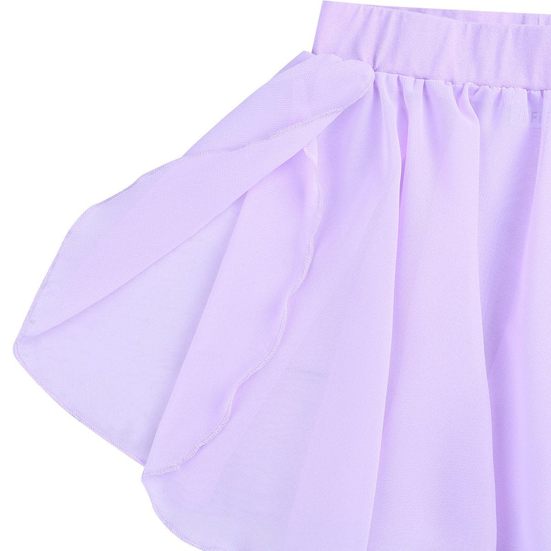 iiniim Kids Girls Basic Ballet Dance Chiffon Pleated Wrap Skirt Pull-On Skate Over Scarf Gymnastic Leotard Dancewear Purple 7-8 - BeesActive Australia