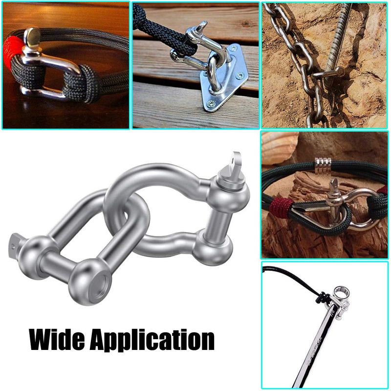 SMTUNG 304 Stainless Steel Bow Shape Load Shackle for Camping, Hiking and Other Outdoor Sports 6mm 8mm 10mm 14mm 1/4"(6mm)-8pcs - BeesActive Australia