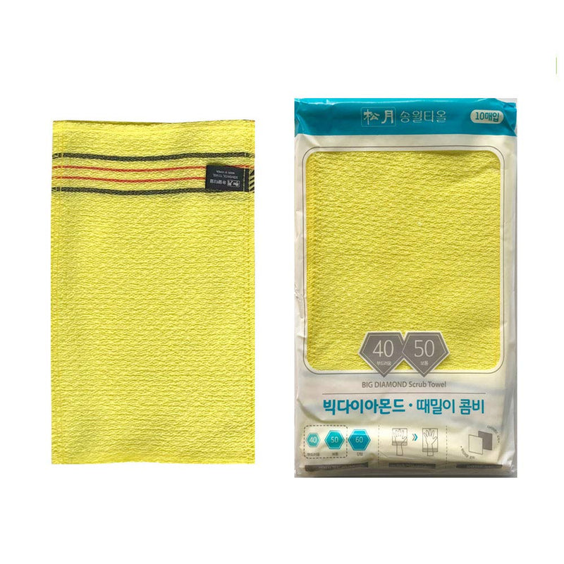 Songwol Korean Exfoliating Mitt Body Scrub Washcloth Yellow Large 10 Pcs - BeesActive Australia