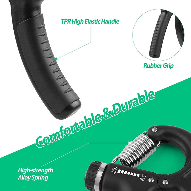 NIYIKOW 2 Pack Grip Strength Trainer, Hand Grip Strengthener, Adjustable Resistance 22-132Lbs (10-60kg), Non-Slip Gripper, Perfect for Musicians Athletes and Hand Rehabilitation Exercising Black - BeesActive Australia