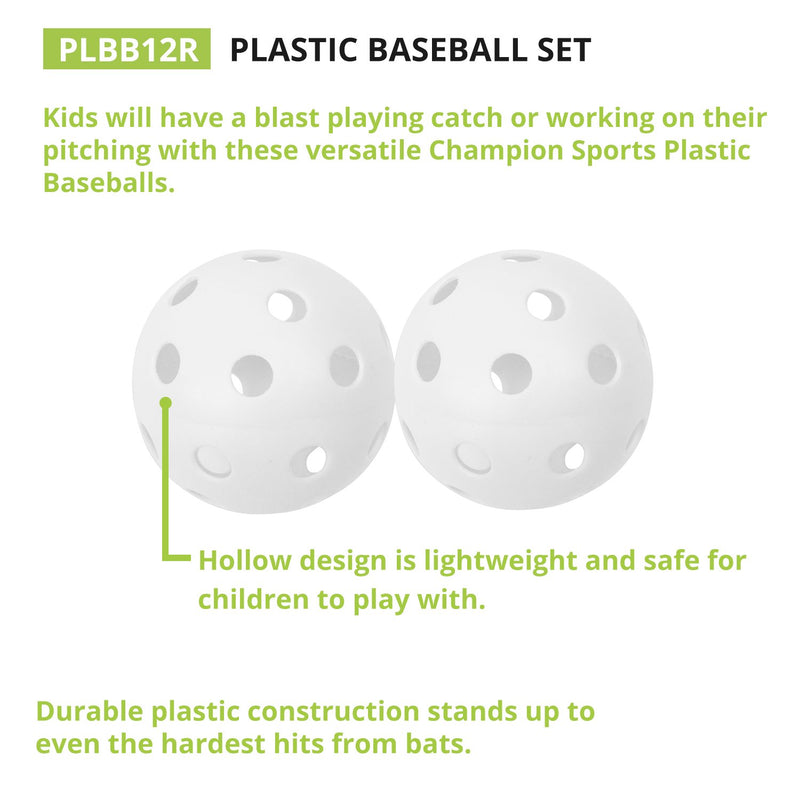 [AUSTRALIA] - Champion Sports Hollow Balls for Sport Practice or Play - 12 Pack White 