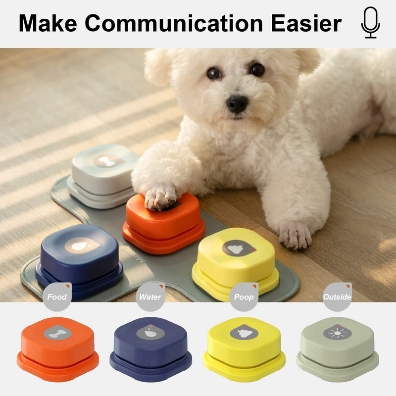 MEWOOFUN Dog Buttons for Communication Recordable Dog Talking Buttons Set Dog Training Speaking Buttons Dog Clicker with Mat & Stickers 4 packs - BeesActive Australia
