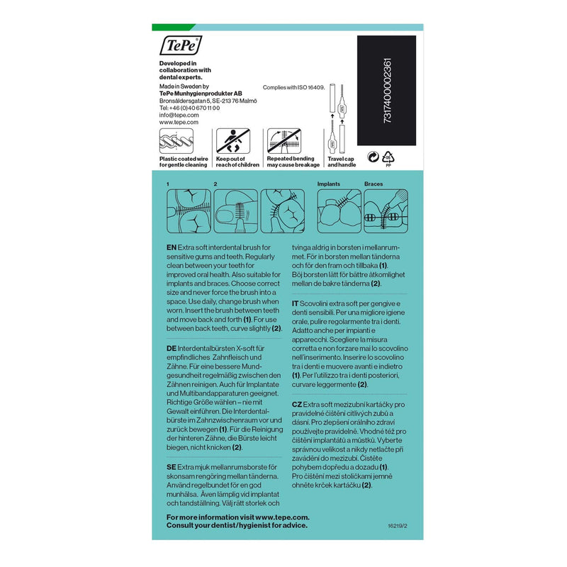 TePe Interdental Brushes Green Extra Soft (0.8Mm - Size 5) - Simple and Effective Cleaning of Interdental Spaces, 1 X 8 Brushes 8 - BeesActive Australia
