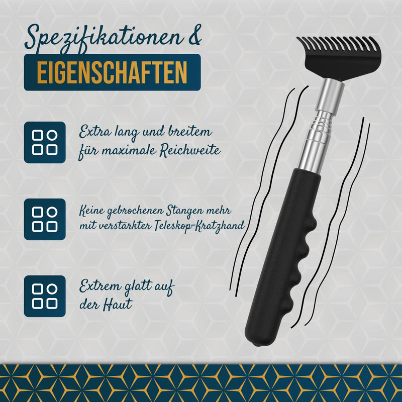 RAAFI Large Robust Back Scratcher for Smooth Scratching Against Itching. Back Scratcher for Men and Women with Extra Wide Head for Maximum Scratching Surface and Reinforced Telescope for Stability - BeesActive Australia