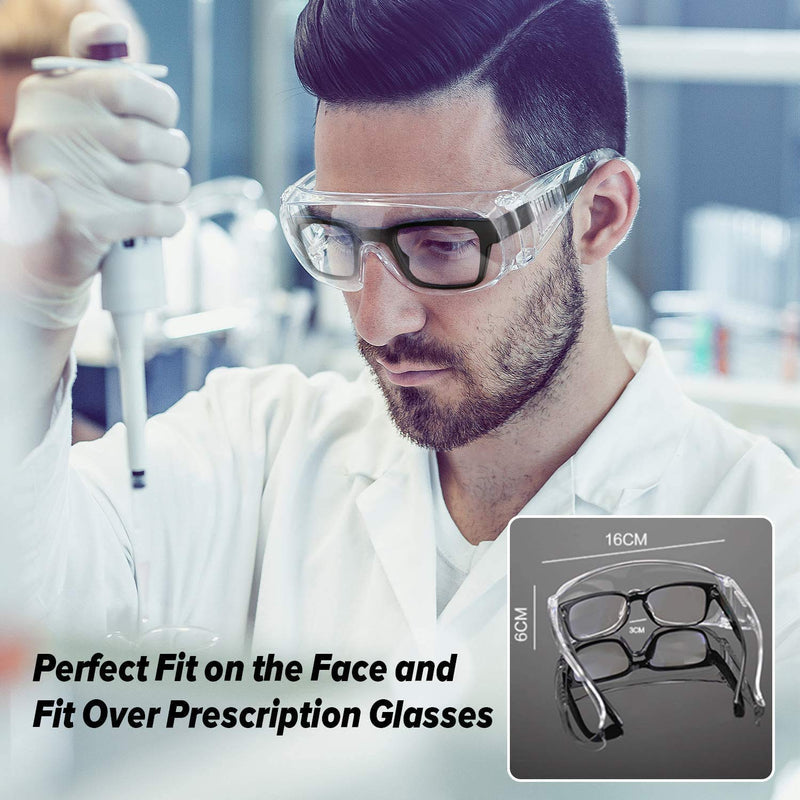 Anti Fog Safety Glasses & Goggles Over Eyeglasses for Women Men Safety Goggles Over Glasses Eye Protection Shooting Glasses Lab Protective Eyewear Goggles Anti Scratch UV Resistant Clear 3 Pack - BeesActive Australia