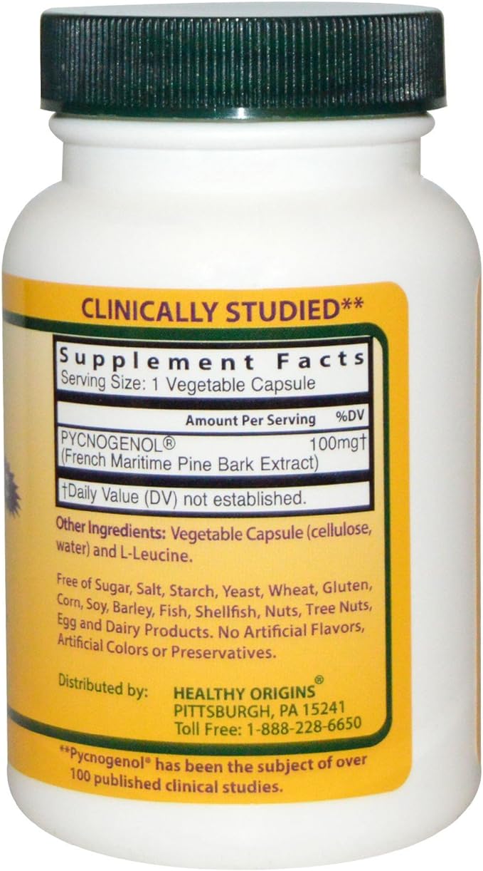 Healthy Origins Pycnogenol 100mg 60 Veggie Capsules - BeesActive Australia