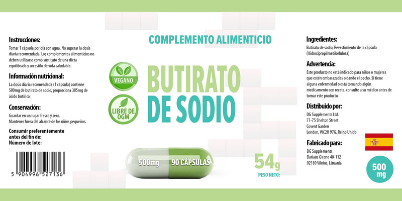 Hepatica Sodium Butyrate 500mg 90 Vegan Capsules 385mg Butyric Acid, 3rd Party Lab Tested, High Strength Supplement, Gluten and GMO Free - BeesActive Australia