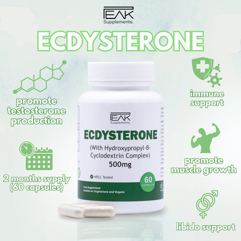 Ecdysterone Complexed with Hydroxypropyl-β-Cyclodextrin for Maximum Absorption | High Dosage 500mg x 60 Capsules (2 Months Supply) | Potent Natural Anabolic Supplement - 100% Organic - BeesActive Australia