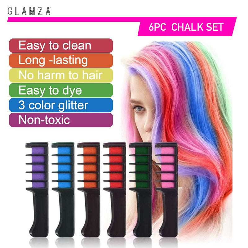Hair Chalk GLAMZA Hair Chalk for Kids x6 Vibrant Hair Chalks for Girls Women & Children - BeesActive Australia