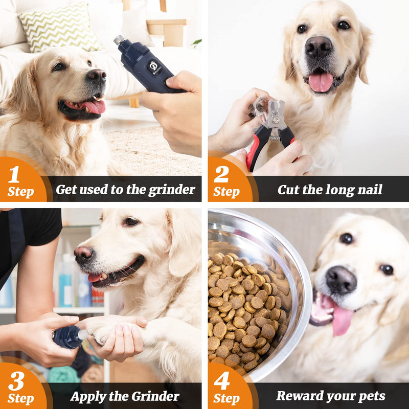BOUSNIC Dog Nail Grinder and Clippers Kit - 2-Speed Quiet Pet Nail Trimmer Safe Powerful Electric Dog Nail File Toenail Grinder for Puppy Small Medium Large Breed Dogs & Cats - BeesActive Australia