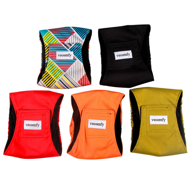 vecomfy Belly Bands for Male Dogs(5 Pack),Premium Washable Reusable Small Dog Belly Wrap Leakproof Puppy Diapers Small(Pack of 5) 5Pcs(Black Mesh Lining) - BeesActive Australia