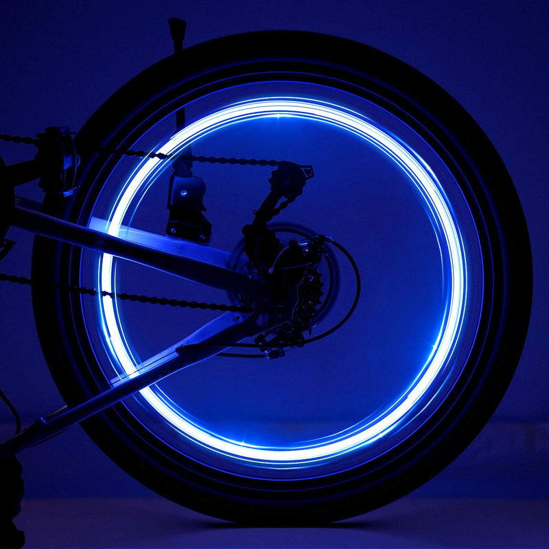 LET'S GO! 2-Tire Pack LED Bike Wheel Lights with Batteries Included, Bike Spoke Lights Waterproof Bright Bicycle Light Strip Cycling Bicycle Decoration blue - BeesActive Australia