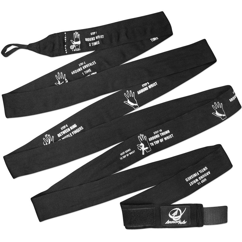 [AUSTRALIA] - ArrowWay Instructional Hand Wraps w/Printed Directions for Boxing & MMA - 142" Meister Elastic Black 