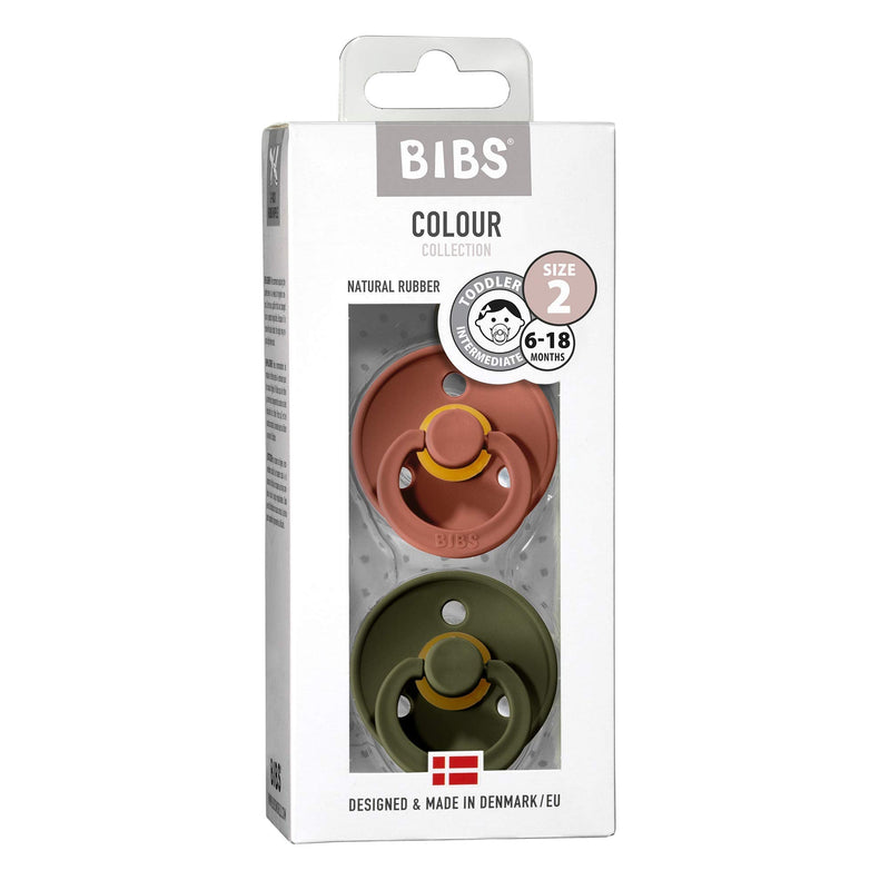 BIBS Baby Pacifier | BPA-Free Natural Rubber | Made in Denmark (Woodchuck/Hunter Green 6-18 Months) 2-Pack - BeesActive Australia