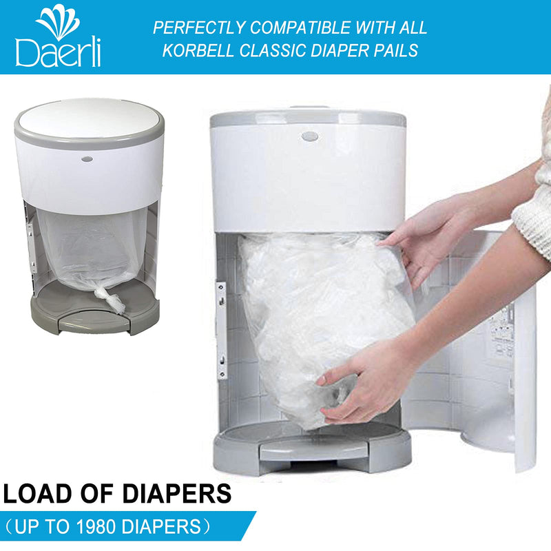 Nappy Disposal Bin Liners，Compatible With All Korbell Classic Diaper Pail, Each pack 16 Litre Holds up to 1980 Diapers (4 Pack) - BeesActive Australia