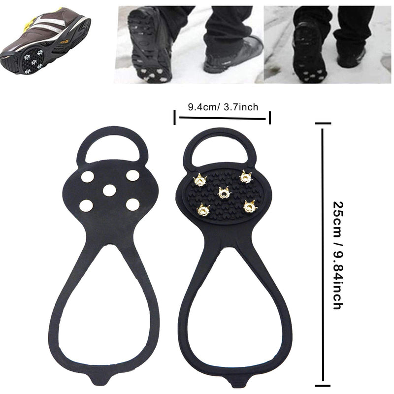 Ice Cleats,Universal Ice Fishing Gear Crampons Shoe Traction Cleats Anti Slip Snow Grips Non-Slip Gripper Over Shoe Boot Rubber Crampons with 5 Steel Studs Crampon - BeesActive Australia
