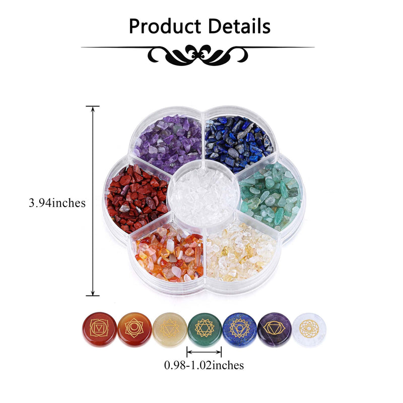 CrystalTears 7 Chakra Healing Crystal Stones Natural Reiki Healing Crystals Gemstones with Engraved Chakra Symbol Tumbled Polished Quartz Crystal Stone for Meditation Crystal Therapy Christmas Gift - BeesActive Australia