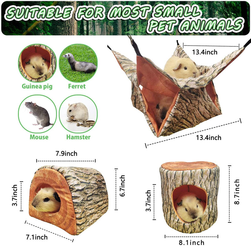 EAEDMY Guinea Pig Rat Ferret Tree Hole Bed and Hammock Tunnel, Ferret Hanging Bunk Bed Hammock, Parrot Bird Tree Hole, Small Animals Hideout and Soft Bed 2.Hammock and tunnel bed - BeesActive Australia