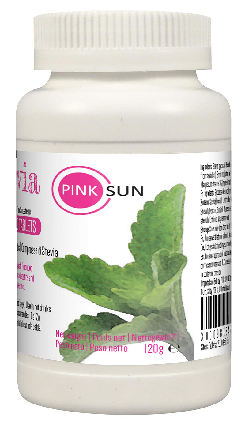 PINK SUN Stevia Tablets x 2000 Refill Tabs (Top up for 500 tablet dispenser) Sweetener Sugar Alternative Replacement Vegetarian Vegan Gluten Free Low Carb Non GM Zero Calories Bulk Buy - BeesActive Australia